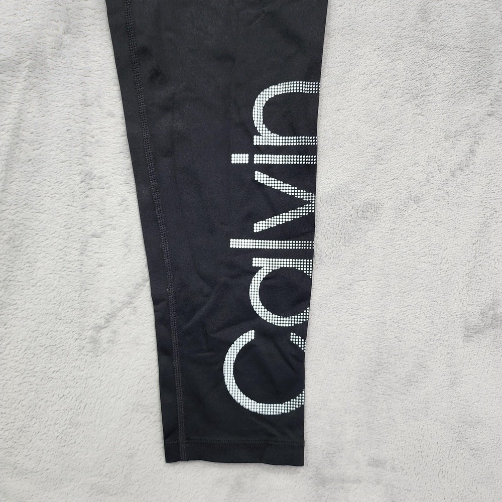 Calvin Klein Performance Leggings Womens S Black Wick Logo Ankle Yoga Workout - Picture 2 of 11